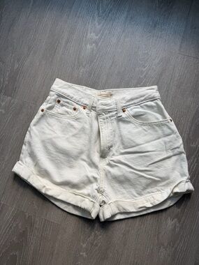 Levi's White High-Rise Rolled Hem Jean Shorts